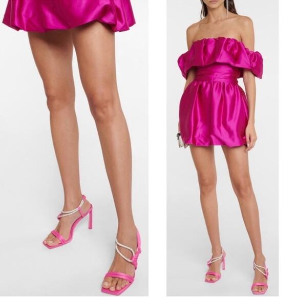 Jonathan Simkhai Cassie Crystal Strappy Heeled Sandal in Pink Punch Size 39 - Picture 4 of 9